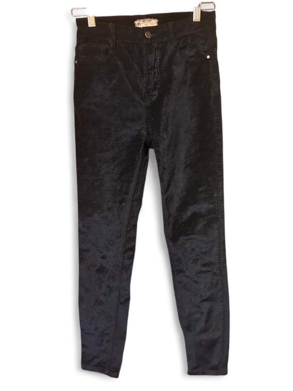 Black Velvet-Look Skinny Jeans
